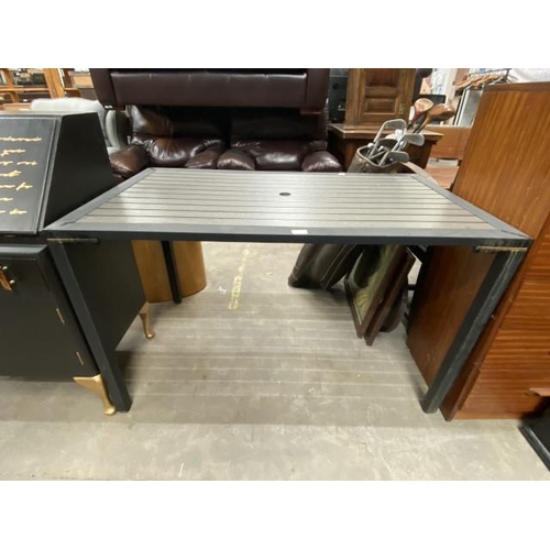 119 - Black metal framed garden table 74H 120W 70D