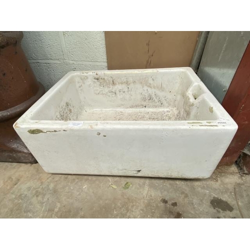 133 - White glazed Belfast sink/planter 26H 61W 46D