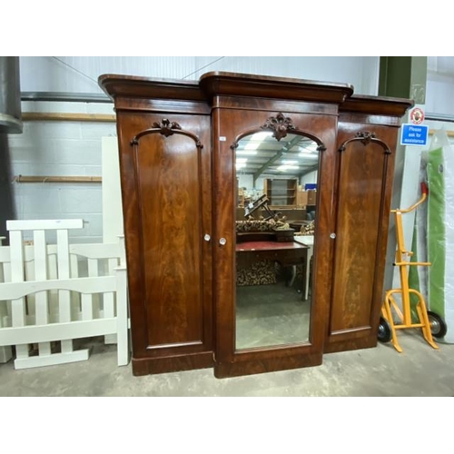 2 - Victorian mahogany breakfront triple wardrobe 209H 240W 66D