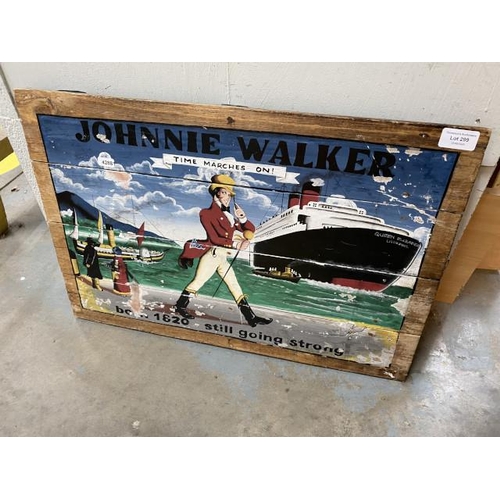 299 - Reproduction wooden painted sign 'Johnnie Walker' 60x40cm