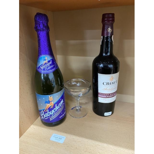 302 - 75cl bottle of Special Edition Babycham with Babycham glass and a 75cl bottle of Croft Indulgence Fi... 