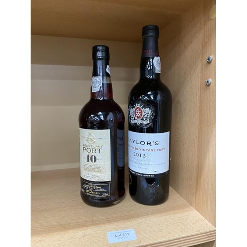 311 - Tawny Port aged 10 years 75cl and Taylor's late bottled vintage Port 2012 75cl