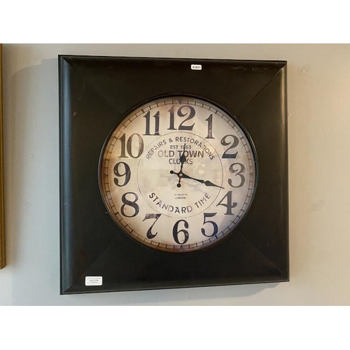 318 - Square reproduction 'Repairs & Restoration' wall clock 60cm square