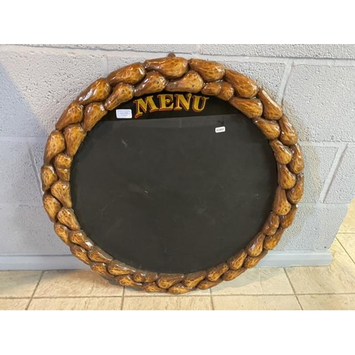 323 - Circular 'Menu' chalk board 76cm diameter