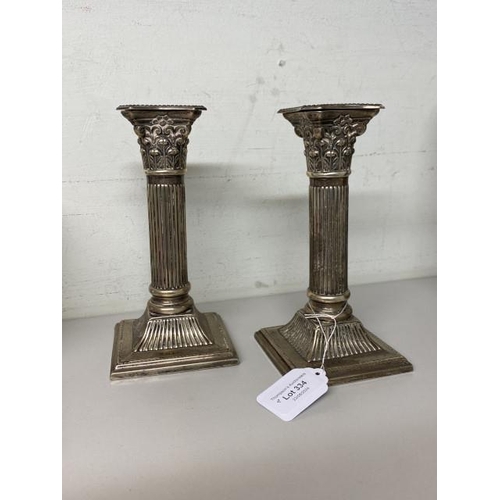 334 - Pair of silver J Sherwood & Sons, Birmingham candlesticks, combined 794g weighted 18cm high