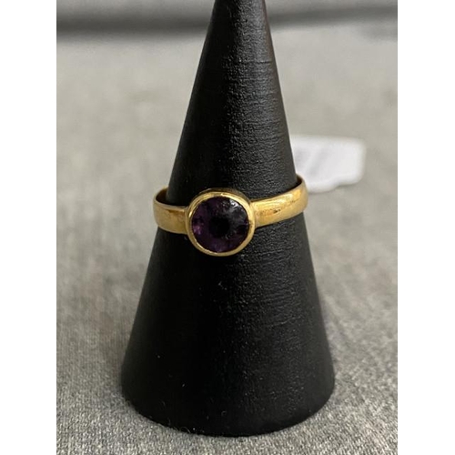 344 - 22ct gold & amethyst set ring, 2.2g (size L)