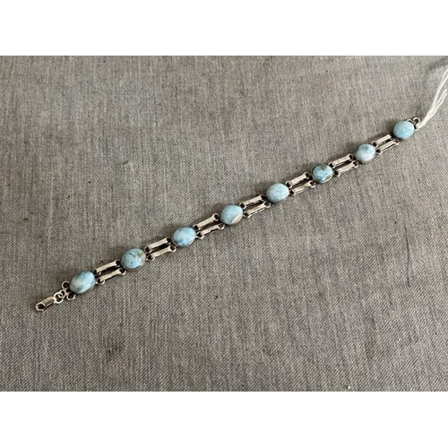 372 - 925 silver & blue cabochon set bracelet