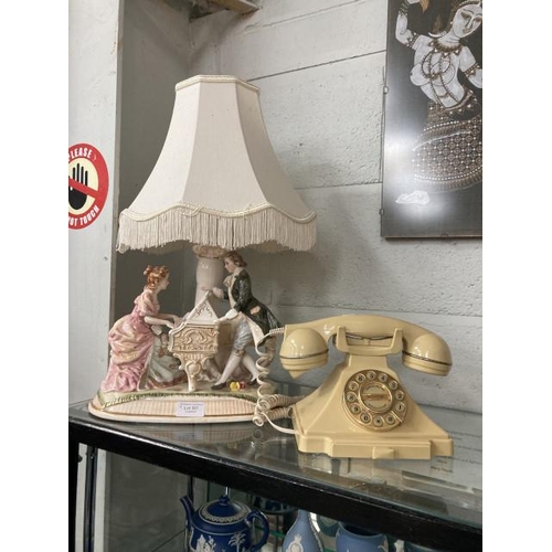 387 - Astral vintage telephone & classical figurine table lamp 52H