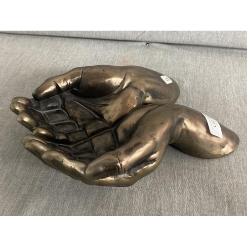 393 - Sculptured resin bronzed hands