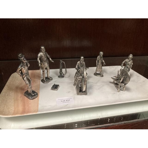 437 - Collection of base metal with silver finish figurines & accessories inc. Blacksmith