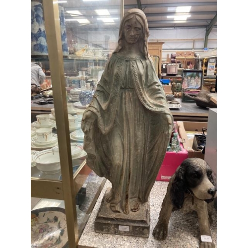 449 - Antique effect Virgin Mary garden statue 80H, NEW