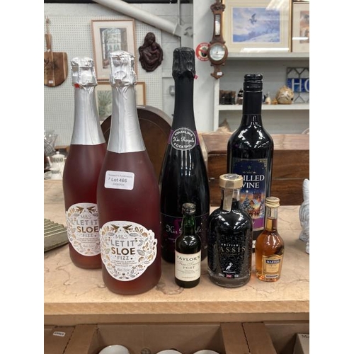 466 - 2 x 75cl bottles of M & S Let it Sloe Fizz, 75cl bottle Kir Royale, 75 cl bottle mulled wine, 20cl b... 