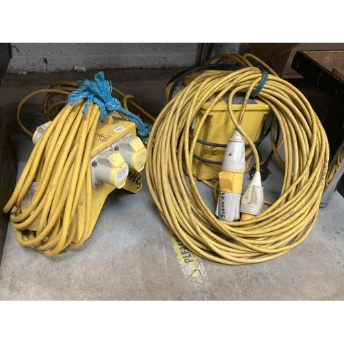 482 - One 110V portable transformer and a 110v 4 way extension lead