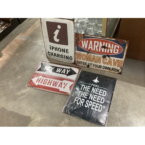 491 - 4 reproduction metal signs 40x30cm