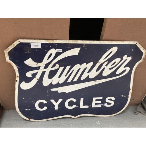 497 - Reproduction metal 'Humber Cycles' sign 60x45cm