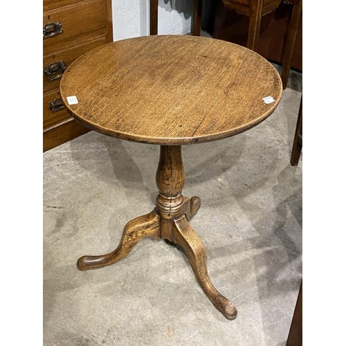 52 - George lll oak tripod table 66H 59cm diameter