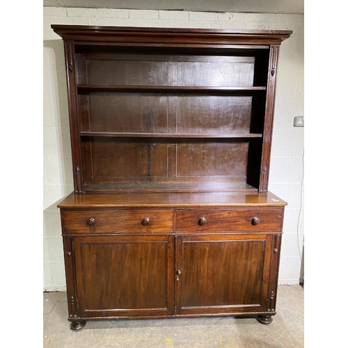 55 - 19th century mahogany secretaire bookcase/dresser 210H 157W 49D