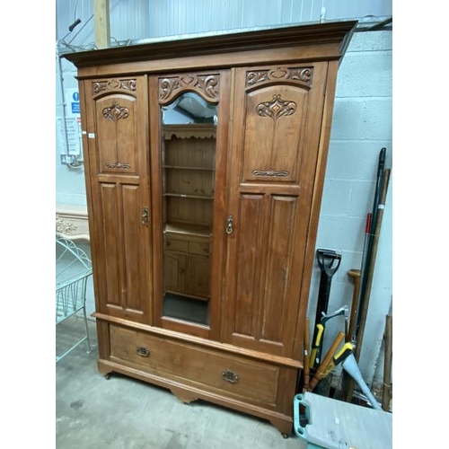 78 - Edwardian satinwood wardrobe 200H 132W 45D