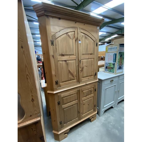 80 - 18th century style pine four door corner cupboard (splits into two sections) 200H 110W 61D