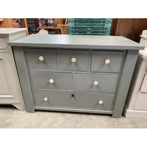 84 - Grey painted multi drawer chest 89H 122W 61D