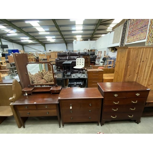 90 - Victorian mahogany 2 over 3 chest of drawers 107H 107W 48D, Edwardian mahogany 5 drawer chest 91H 10... 