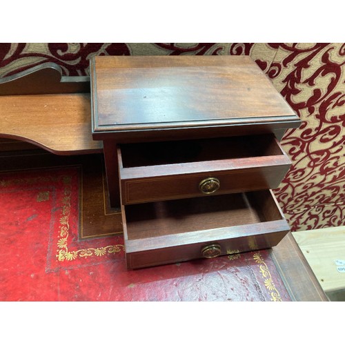 24 - Edwardian mahogany writing desk with red leather inset 94H 115W 54D