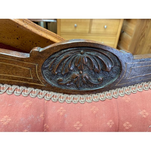 129 - Pair of Edwardian mahogany inlaid armchairs 60W