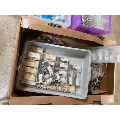 532 - Collection of brass wood screws and steel screws (various sizes), pan heads, socket screws, nuts, br... 