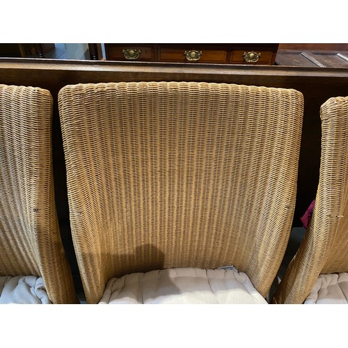 37 - 6 Lloyd Loom ‘Parabola’ dining chairs with cream removable seat pads 46W