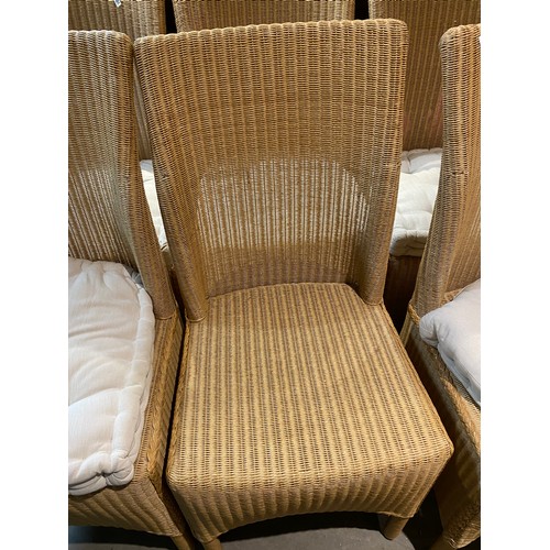 37 - 6 Lloyd Loom ‘Parabola’ dining chairs with cream removable seat pads 46W