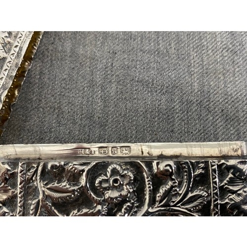 348 - Antique silver repousse card case 45g