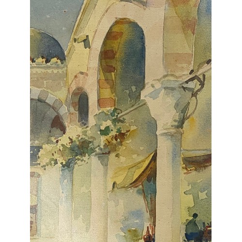 406 - Framed watercolour of Constantinople by Serif Renkgorur 55x45cm & framed signed Nikolai Saraphanoff ... 