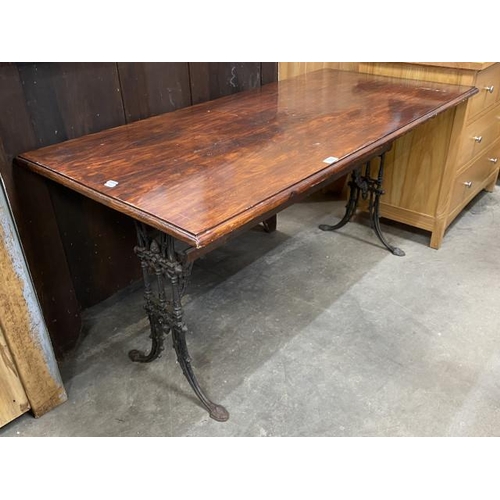 88 - Pine topped dining table with Victorian cast base 71H 145W 69D