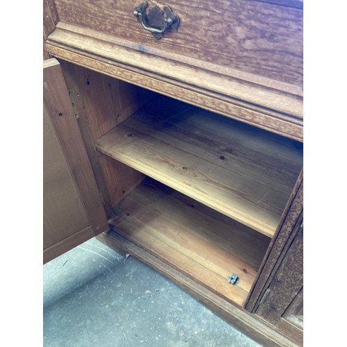 99 - Scrubbed pine 3 door/3 drawer sideboard 92H 168W 53D