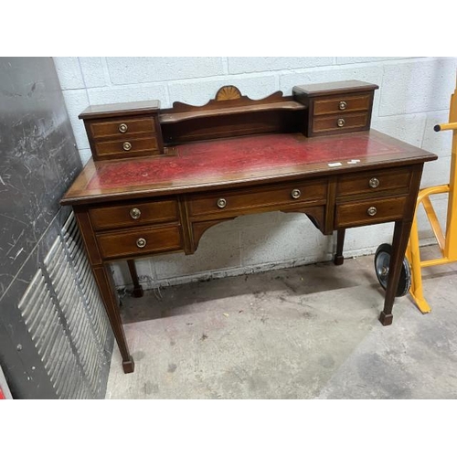 1 - Edwardian mahogany writing desk with red leather inset 94H 115W 54D