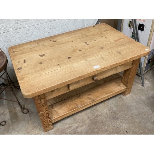 148 - Pine coffee table with one drawer 47H 91W 59D