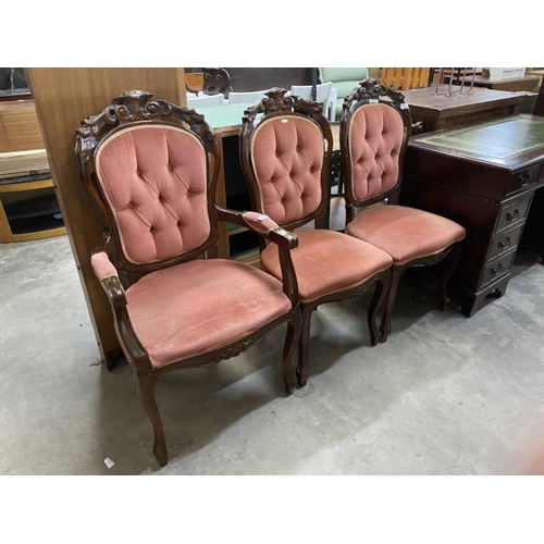 165 - 3 Italian style mahogany framed bedroom chairs including one carver 48W