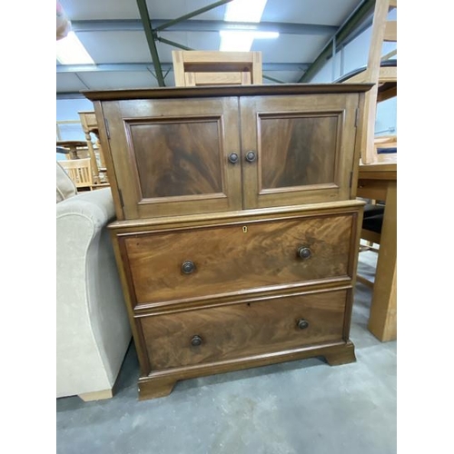 176 - Antique mahogany cupboard on chest 104H 82W 56D