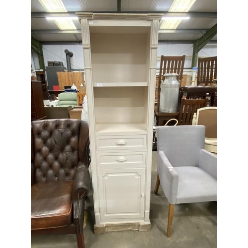 192 - Hill Interiors cream bookcase with two drawers and one door 176H 55W 36D