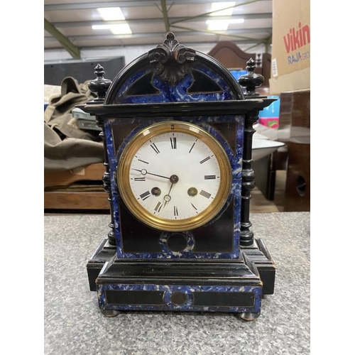 203 - 19th century 8 day blue Trompe mantel clock with pendulum (with key)