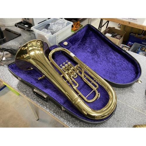 217 - Brass Euphonium (serial number 279300, possibly Buescher) with a Vincent Bach Corp 6 1/2A mouthpiece... 