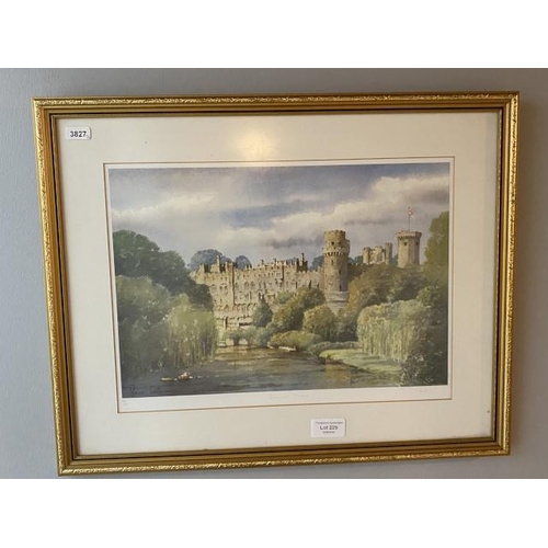 229 - Framed pencil signed print by KW Burton 'Warwick Castle' 9/850 50 x 40cm