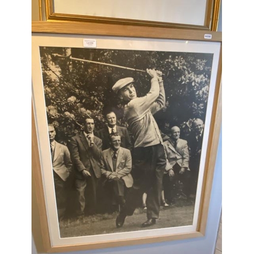 232 - Framed vintage black & white golfing print 68x82cm