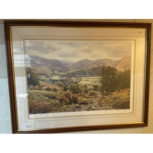 235 - Framed pencil signed print by K Melling 'Borrowdale' 75 x 58cm