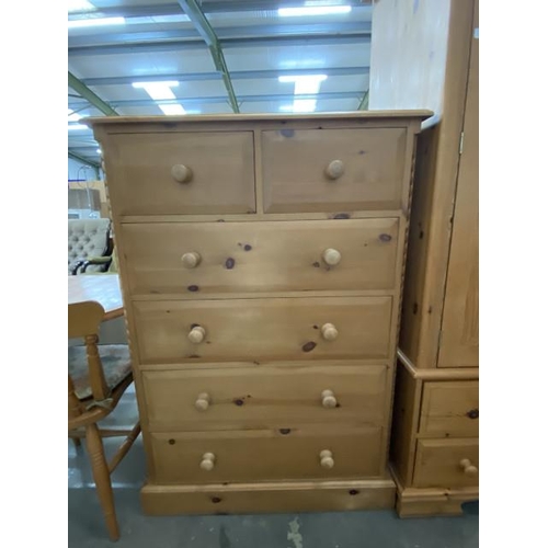 24 - Pine 2 over 4 chest of drawers 130H 90W 45D