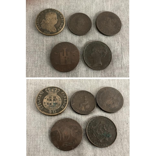 260 - Portuguese 1821 John VI ‘40 Reis’ coin, 1801 Stafford ‘Penny’, 1861 States of Jersey 1/13 of a Shill... 