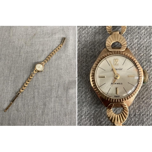 263 - 9ct gold ladies Accurist 21 Jewels wristwatch (19cm total length, total weight 10.8g, stamped JAM) -... 