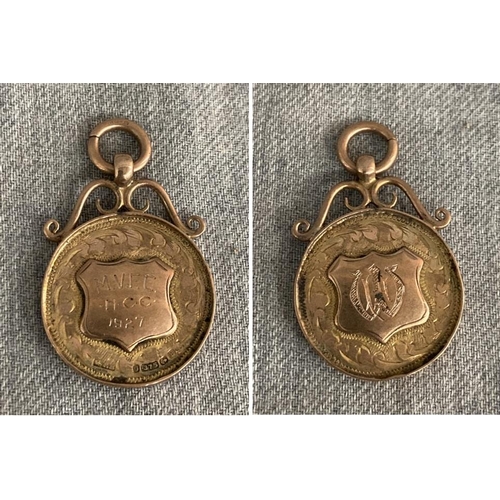 264 - 9ct gold medal (inscribed M.V.F.C. HCC 1927) 4.7g