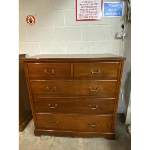 29 - Victorian mahogany two over three chest of drawers with brass handles 122H 122W 58D