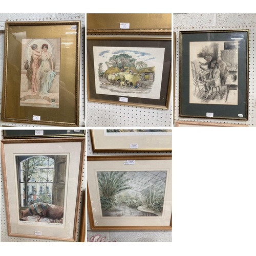 322 - 5 framed pictures inc. pencil signed Annie Williams 'Late Summer Window' print 52x39cm, framed signe... 